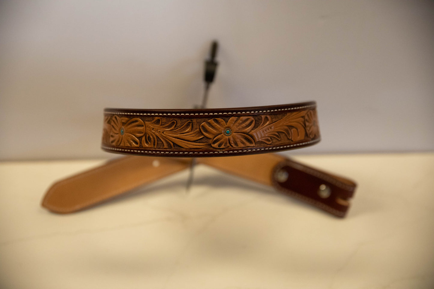 Women's Fully Tooled Floral Belt - Handmade - 30"